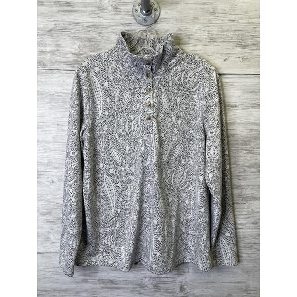 Croft & Barrow Pullover Womens Medium Paisley Mock Neck Button Up Long Sleeve To - Picture 1 of 10